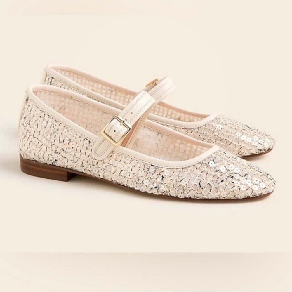 J. Crew Sequin Mary Jane Flats